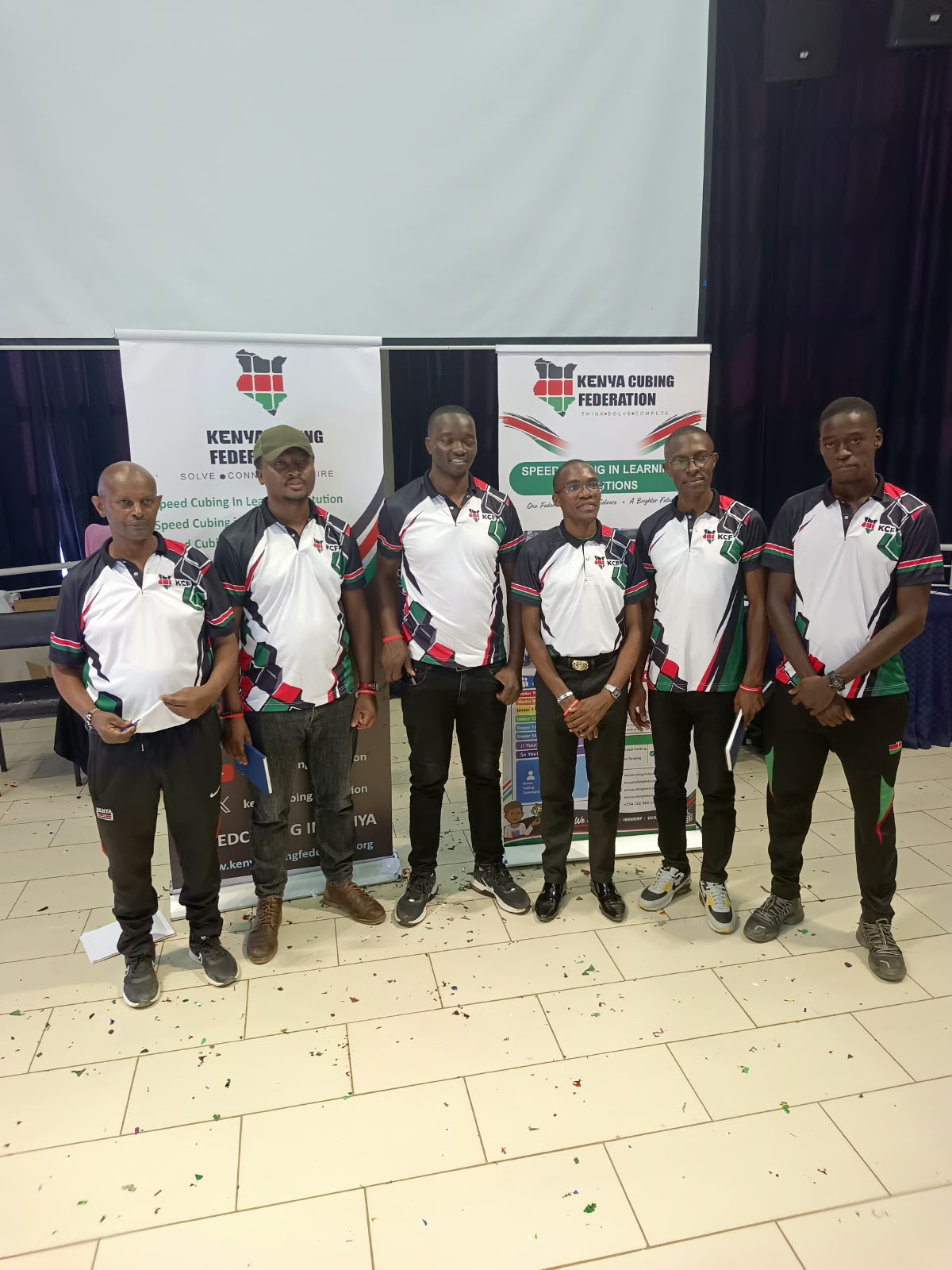 School students and community members gathered with Kenya Cubing Federation representatives